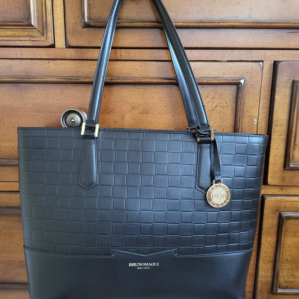 BRUNOMAGLI black leather tote bag